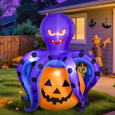 6.2 FT Halloween Inflatables Decorations Outdoor - Octopus Pumpkin Blow Ups Yard picture