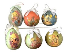 Vintage Precious Moments Enesco Christmas Ornaments Lot of 6 1990s Balls Eggs picture