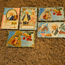 Antique George Washington Patriotic Postcard Lot of 5 Embossed Divided Back picture