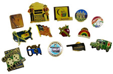 Lot Of 14 Vintage Pinback Hat Lapel Pins Various Themes picture