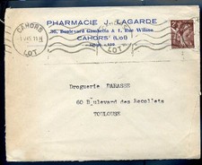 Marcophilia - advertising pharmacy j.lagarde à cahors lot 01-05-1945 n°-377 picture
