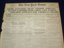 1923 SEP 4 NEW YORK TIMES - 250,000 JAPANESE DEAD IN NEW EARTHQUAKES - NT 9348 picture