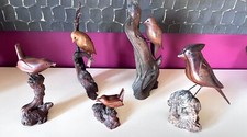 RARE Vintage K.E.Carl hand Carved Wood Birds Lot of *5* 1975-79 Driftwood picture