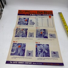Vintage 1940s Gates Rubber Fan Belt Installation Auto Service Poster 12x18 picture