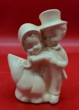Vintage Little Boy & Girl Hats Dressed Dancing Ceramic Ivory Planter  picture