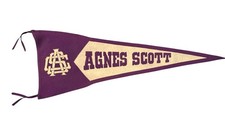 Beautiful Antique Circa 1910 Agnes Scott Collge Sewn Letter 38 Inch Pennant picture