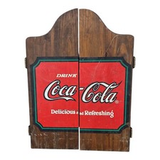 Vintage 1993 Coca-Cola Wooden Dartboard Cabinet Case Only - No Board or Darts picture