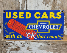 VINTAGE CHEVROLET PORCELAIN SIGN RARE OLD CHEVY CAR TRUCK DEALER SALES GAS OIL picture