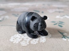 Natural obsidian Quartz hand Carved PANDA Bear Cute* picture