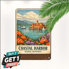 Victoria BC Vancouver Island Tin Sign Vintage Canadian Travel Souvenir Plaque picture