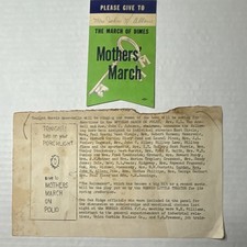 Vintage 1957 March of Dimes Polio Mothers March Norris TN bulletin and badge picture