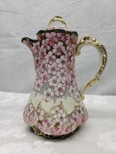 Antique Royal Kinran Nippon Hand Painted Pink Cherry Blossom Chocolate Pot 10