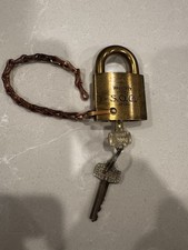 Vintage BEST Standard Oil Co Indiana Brass Padlock Lock W/2 Keys Chain S.O. Co. picture