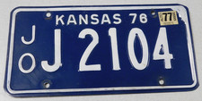 1977 Kansas passenger car license plate Johnson County picture