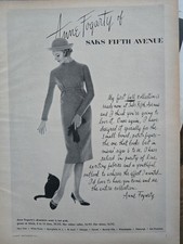 1958 Saks Fifth Avenue Women's Anne Fogarty dress black cat vintage Ad picture