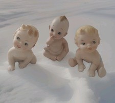 3 VTG BISQUE PORCELAIN KEWPIE Figurine Japan Lefton Kelvins 3