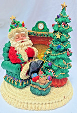 Twinkle Collectibles Sleeping Santa By Fireplace Christmas Tree Heavy Figurine picture
