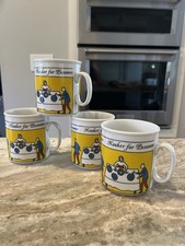 VTG Naaman Israel Set of 4 Kosher for Passover Jewish Mugs Porcelain Coffee Tea picture