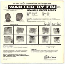 1993 FBI WANTED POSTER REGINALD JEROME BROWN LEADER MURDER-FOR-HIRE GANG Z4969 picture