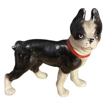 ANTIQUE HUBLEY Mini BOSTON TERRIER CAST IRON Paperweight STATUE 3” doorstop picture