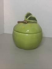 Vintage 1991 Hearth And Home Designs Green Apple Ceramic Cover Dish MIM picture