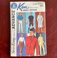 Vintage Mattel Ken Barbie’s Boyfriend Advance Sew- Easy Pattern Set 6 UNCUT picture