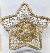 Vintage 90s Celestial Gold Wire Star Basket Whimsigoth Decor Display Christmas picture