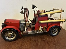 VTG Style Metal Fire Truck Model 12” Ladder Hose Bell Rustic Firefighter Decor picture