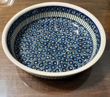 Hand Made Polish Pottery Quiche Pie Dish 9.5