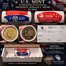 IN HAND NOW 2026 Trump $1 Coin Roll with POSSIBLE July 4th Privy. Mint Sealed. picture