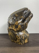 3lbs 2 Ozs Real Hand carved Jasper Dinosaur Skull Crystal Carving Large Heavy picture