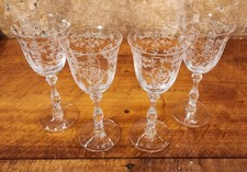 Set of 4 Fostoria Crystal Navarre Claret Wine Glasses 6 1/8