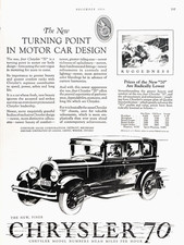 Chrysler 70 Sedan Luxury Motor Car Automotive Showroom 1926 Magazine Print Ad picture