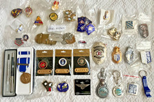 Vtg to now Lapel Pin Back Pinback Lot of 44 Hat Jacket Vest Badge Junk Drawer picture