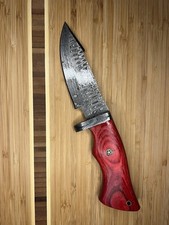 CUSTOM HAND MADE FORGED DAMASCUS STEEL FIX BLADE HUNTING TRACKER BOBCAT KNIFE picture