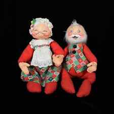 Vtg Annalee Mr &  Mrs Santa Claus Calico Christmas Holiday Collectible 1963/1971 picture