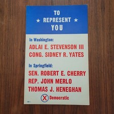 Vintage 1970s Adlai E Stevenson Illinois Democratic Senator Poster 14