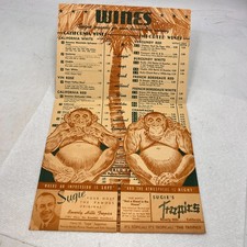 SUGIE’S ORIGINAL TROPICS VINTAGE COCKTAIL MENU TIKI BAR BEVERLY HILLS CA MONKEYS picture