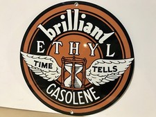 Johnson Winged Ethyl Gasolene advertising round sign garage oil gas Gasoline picture
