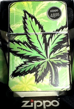 Zippo Premium Glowing Cannabis Design Lighter - 46253 #42N picture