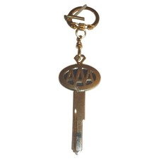 Vintage AAA American Automobile Association Gold Tone Uncut Key Blank Keychain picture