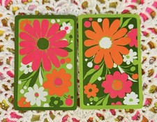 Vintage Single Swap Playing Cards – 2 Cards Flowers Ephemera- We Glow UV picture