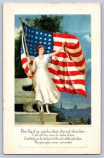 Patriotic Postcard c1910 Woman American Flag Capitol Poem Flag Series No. 4 picture