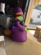Gemmy Airblown Inflatable Witch w/ Cauldron Brew 6ft Lights Happy Halloween picture