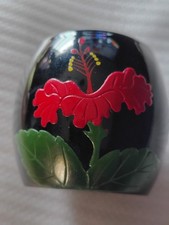 Vintage Japanese Ryukyu Lacquerware Toothpick Holder Open Stand Okinawa Hibiscus picture