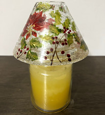 New Yankee Candle Poinsettia Crackle Glass Jar Shade Christmas Holiday 1299943 picture