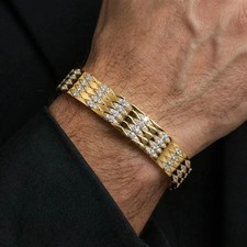 Antique Prong Set Diamond Bracelet In 14k Yellow Gold Plated 7.5