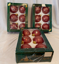 Lot Of 3 - 6 Pack Vtg Christmas By Krebs Dusty Rose Ornaments Bulb 18 Total picture
