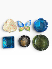 Vintage Glass and Ceramic Ashtrays Set of 6 Mid-20th Century Decorative picture