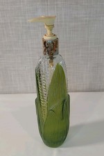 Vtg 70s AVON Golden Harvest Figural Corn Cob Glass Dish Soap Dispenser Bottle picture